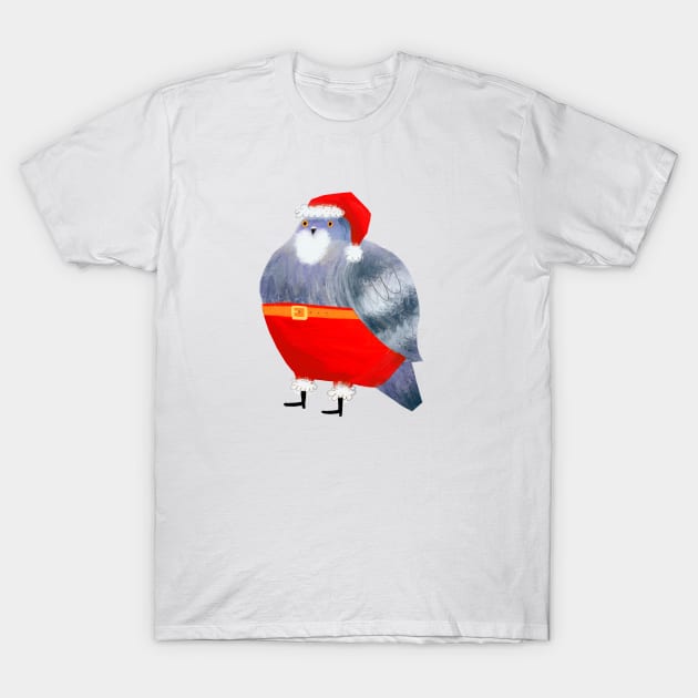 Pigeon Santa Claus T-Shirt by Tascha